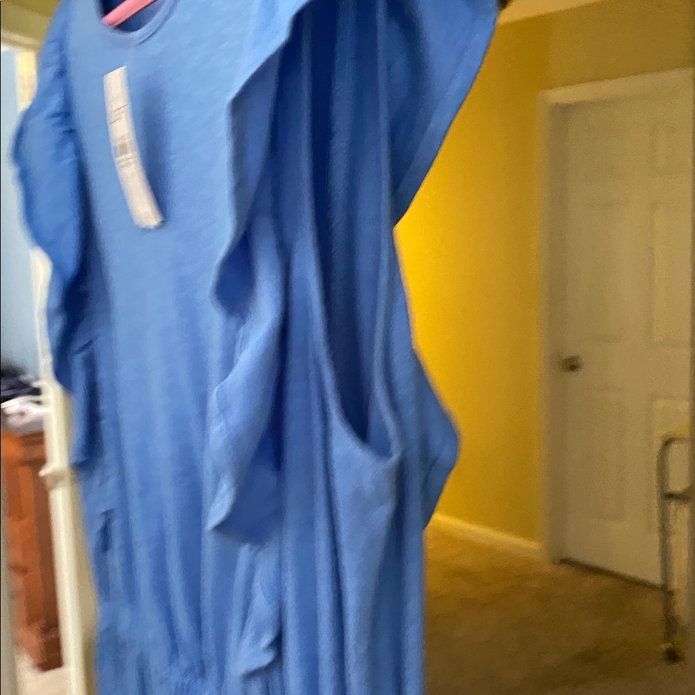LOFT Sky Blue Ruffled Dress - Picture 3 of 4